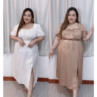 เดรสคอเหลี่ยมแต่งอก -56 Oversize