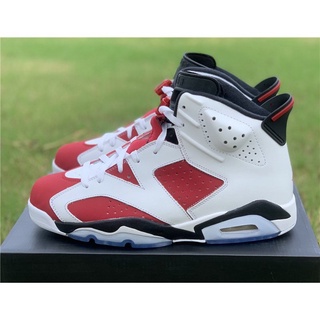 J4rj ของแท้ 100% Air Jordan 6 Retro High OG " Carmine" Nike Carmine รองเท้าผ้าใบลําลอง สําหรับผู้ชาย ผู้หญิง สีแดง สีขาว สีดํา CT8529-106