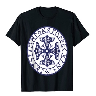 ใหม่ เสื้อยืดลําลอง ผ้าฝ้าย 100% แขนสั้น คอกลม พิมพ์ลาย Vikings Symbol Norse สไตล์เรโทร ตลก สําหรับผู้ชาย คู่รักS-5XL