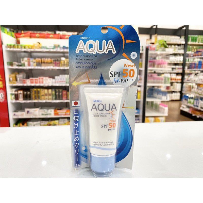 Mistine Aqua Base Sunscreen Facial Cream 20g.มิสทิน อะควา เบส ซันสกรีน เฟเชียล ครีม กันแดดติดทนยาวนาน 20 กรัม