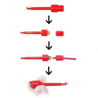 (2 ขิ้น) 43 mm / 58 mm คลิป ตะขอเกี่ยว โพรบ Test Hook Clip Grabbers test probe for Multimeters PCB Tester Grabber 58 มม