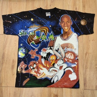 SPACE JAM X MICHAEL JORDAN OVERPRINT BOOTLEG MOVIE เสื้อลายการ์ตูน ลายหนัง