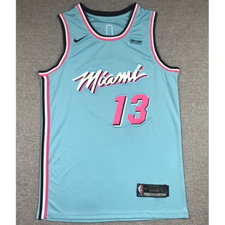 ใหม่ NBA Miami Heat สําหรับผู้ชาย 2021 #เสื้อกีฬาบาสเก็ตบอล ปักลาย Bam Adebayo 13 สีฟ้า