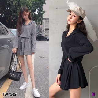 TwinsShopVip💗พร้อมส่ง TW7562 set 2 ชิ้น เสื้อมีฮู้ด + กางเกงขากว้าง