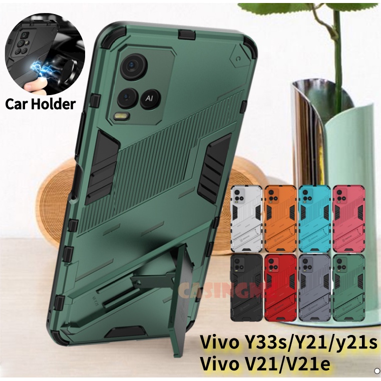 เคสโทรศัพท์มือถือกันกระแทกพร้อมแหวนตั้งได้สําหรับ Vivo Y33T Y21T Y33s Y21s Y21 V21 V21e 4G 5G VivoY3