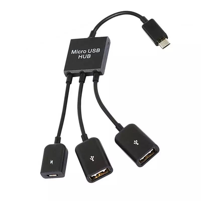 3 In 1 Micro USBการชาร์จไฟHost OTG Hubสายเคเบิลอะแดปเตอร์สำหรับโทรศัพท์Android 3พอร์ตMicro USB USB 2