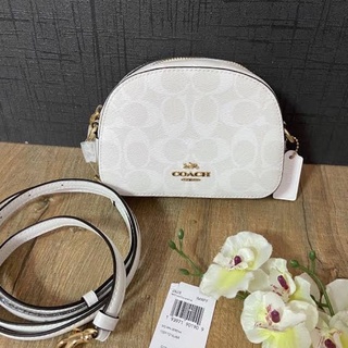 (ผ่อน0%) กระเป๋าสะพายข้าง COACH 2628 MINI SERENA CROSSBODY IN SERENA CROSSBODY CANVAS ลายซี สีขาว ทรงโดม