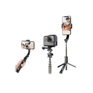 Lenovo x WeCool G1 ไร้สาย Bluetooth Selfie Stick พร้อม Gopro และขาตั้งกล้องแบบขยายระยะไกล 360 หมุนอัตโนมัติสมดุลอัตโนมัติสำหรับ Vlog และป้องกันการสั่นสำหรับวิดีโอสดสำหรับโทรศัพท์