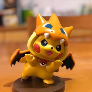 โมเดล โมเดลวันพีช Pokemon Pikachu COS Fire-breath Dragon Cloak Shape Boxed Hand Office Aberdeen Decoration Model Blind B