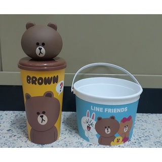 (พร้อมส่ง) แก้วโรงหนัง+ถังป๊อบคอร์น Brown Line Friends