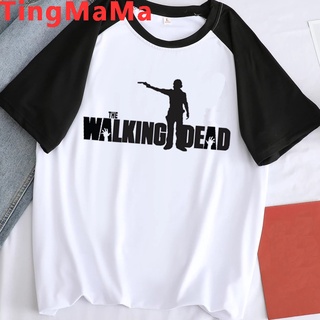 ใหม่ เสื้อยืดลําลอง แขนสั้น พิมพ์ลาย the Walking Dead ulzzang สีขาว สไตล์วินเทจ พลัสไซซ์ สําหรับผู้หญิง