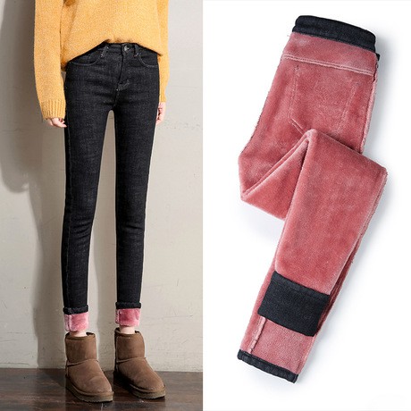 สินค้าพร้อมส่งทุกวันจากไทย กางเกงยีนส์บุขน กางเกงกันหนาว เลกกิ้งกันหนาว หญิง - รูปที่ 2