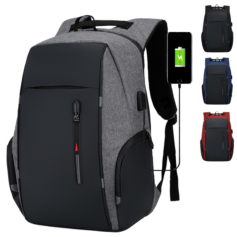 PUIMENTIUA Backpack Men USB Charging Waterproof Laptop Backpack Casual Oxford Business Bag 15.6 Inch Computer Notebook B