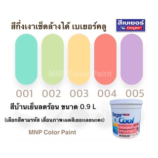 สีทาบ้าน เบเยอร์คลูชนิดกึ่งเงาเช็ดล้างได้ สีบ้านเย็น  ขนาด 1/4 แกลลอน (0.9ลิตร)