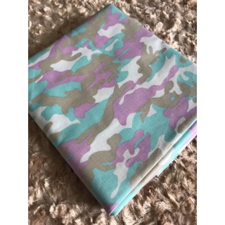 ผ้าคอตตอล​100​%ลายทหารสีหวาน