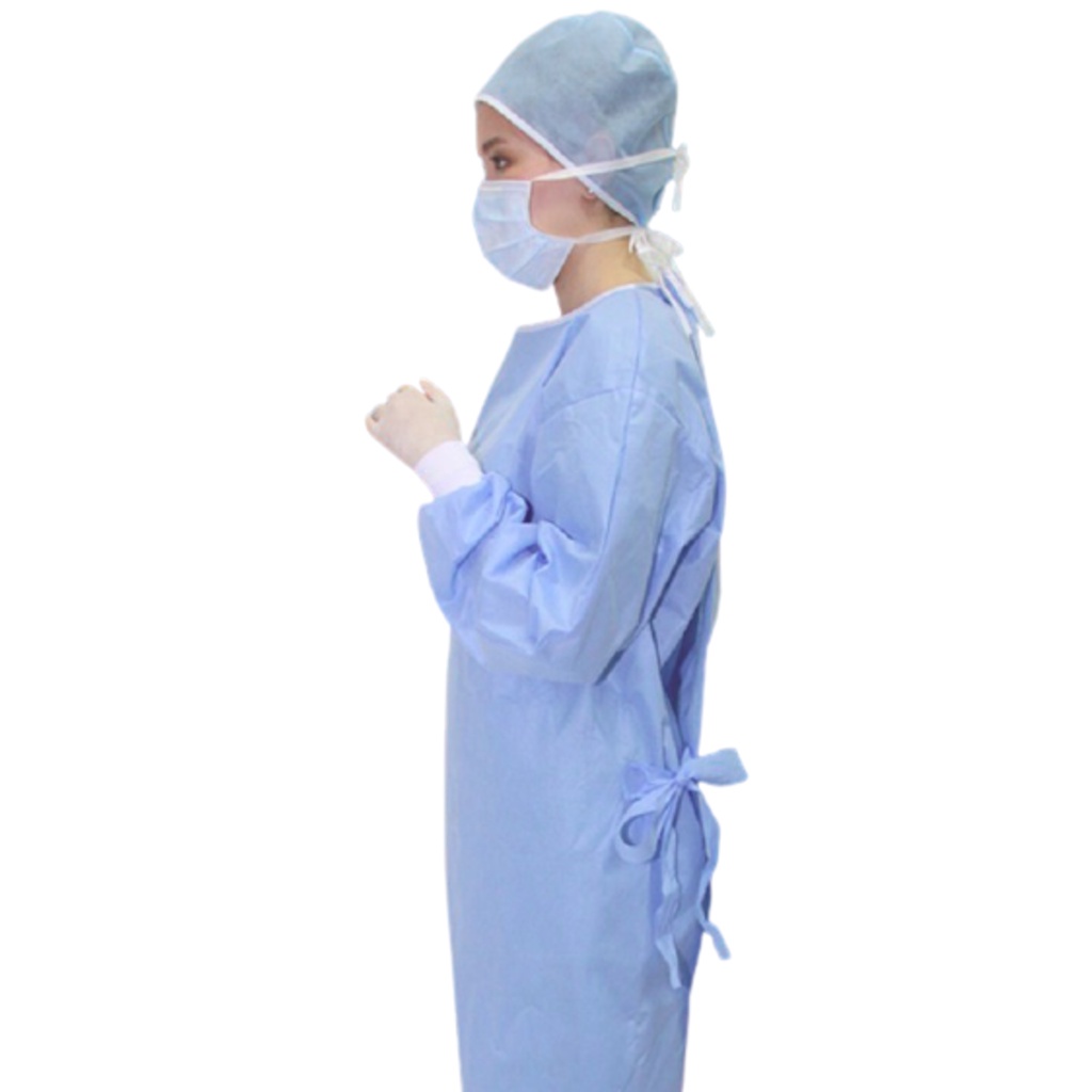 เสื้อกาวน์ผ่าตัดปลอดเชื้อ Surgical Gown SMMMS+ Reinforce สีน้ำเงิน ฟ้า ราคา ถูกที่สุด ดีลบีเคเค แกลเลอรีภาพที่ 2