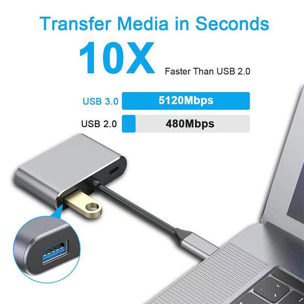 Durable Portable Laptop Stable Signal 4 Ports TV Projector Strong Compatibility HD VGA Mice Keyboard HUB Adapter #5