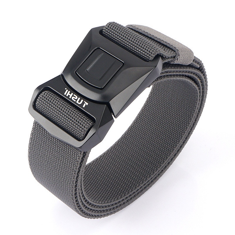 เข็มขัดผู้ชายหัวเข็มขัดโลหะผสมปลดล็อคง่ายและรวดเร็ว เข็มขัดยางยืดไนลอน