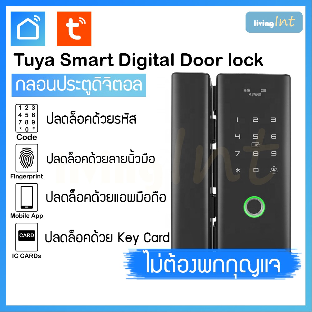 Tuya Smart Digital Door Lock กลอนประตูดิจิตอล  ปลดล็อคผ่านอินเตอร์เน็ตด้วยโทรศัพท์มือถือ รหัสล็อค ลายนิ้วมือ คีย์การ์ด -  Tonk35 - Thaipick