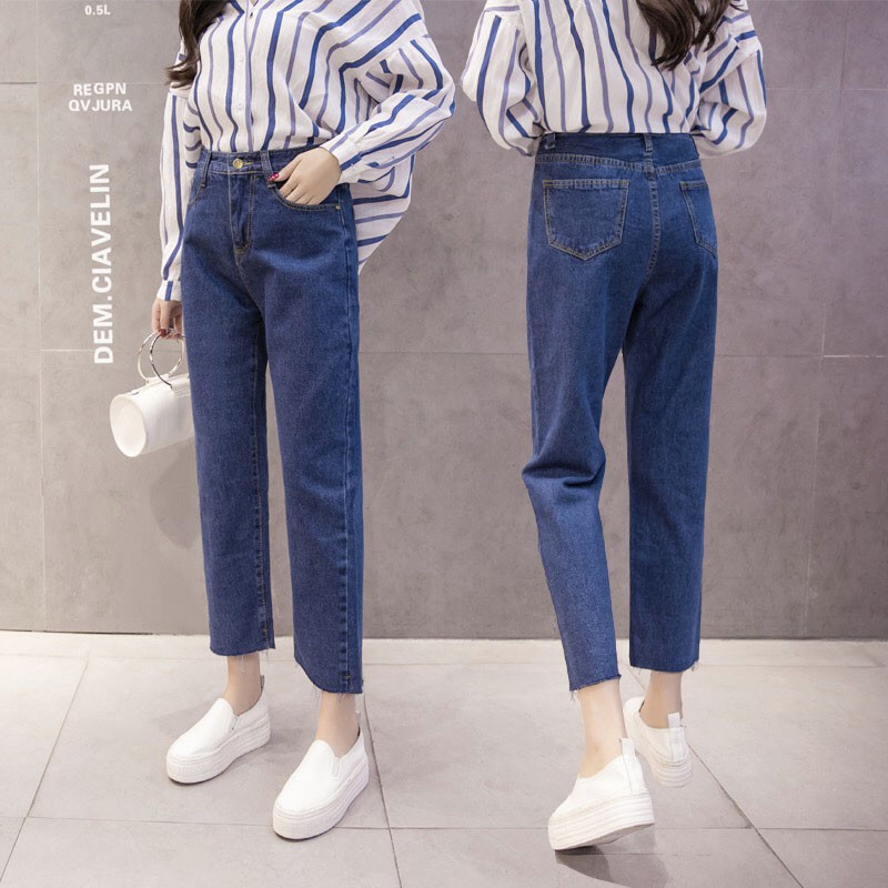💥YH#N525💥มีไซส์ S-2XL💥 กางเกงยีนส์เอวสูง สไตล์เกาหลี กางเกงยีนส์ขายาวดีไซน์สวยๆ รูปที่ 6