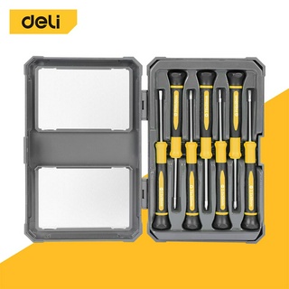 Deli ชุดไขควงพกพา 7 ชิ้น ไขควงปากแบน ไขวงควงปากแฉก ด้ามพลาสต…