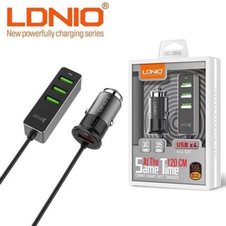 Car charger 4 ports USB Fast charge LDNIO รุ่น C61 ของแท้ 💯