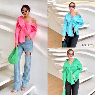 New!!! เสื้อเชิ้ตแขนยาวแต่งผูกคล้องคอได้หลาย style ทรงสวย by BELLEITO น่ารัก style เกาหลีจัดด่วนค่ะ