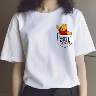 DRG Beat-Sellingwinnie the pooh  cat pet t shirt skeleton flowers top เสื้อยืดแขนสั้นเกาหลี hippie t-shirt Women typogra
