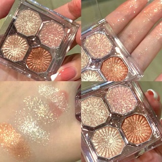 DIKALU terracotta tray พาเลทอายแชโดว์ 4 สี เนื้อดินน้ำมัน ใยไหม แมท ประกายชิมเมอร์ สีสวยมาก Eye shadow Mini Jewel