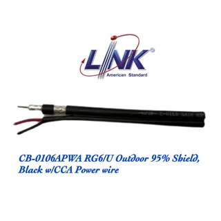 LINK สาย RG6 Power Outdoor สายกล้องวงจรปิด CCTV ยาว 500เมตร รุ่น CB-0106APWA  RU6/U Outdoor 95% Shield, Black