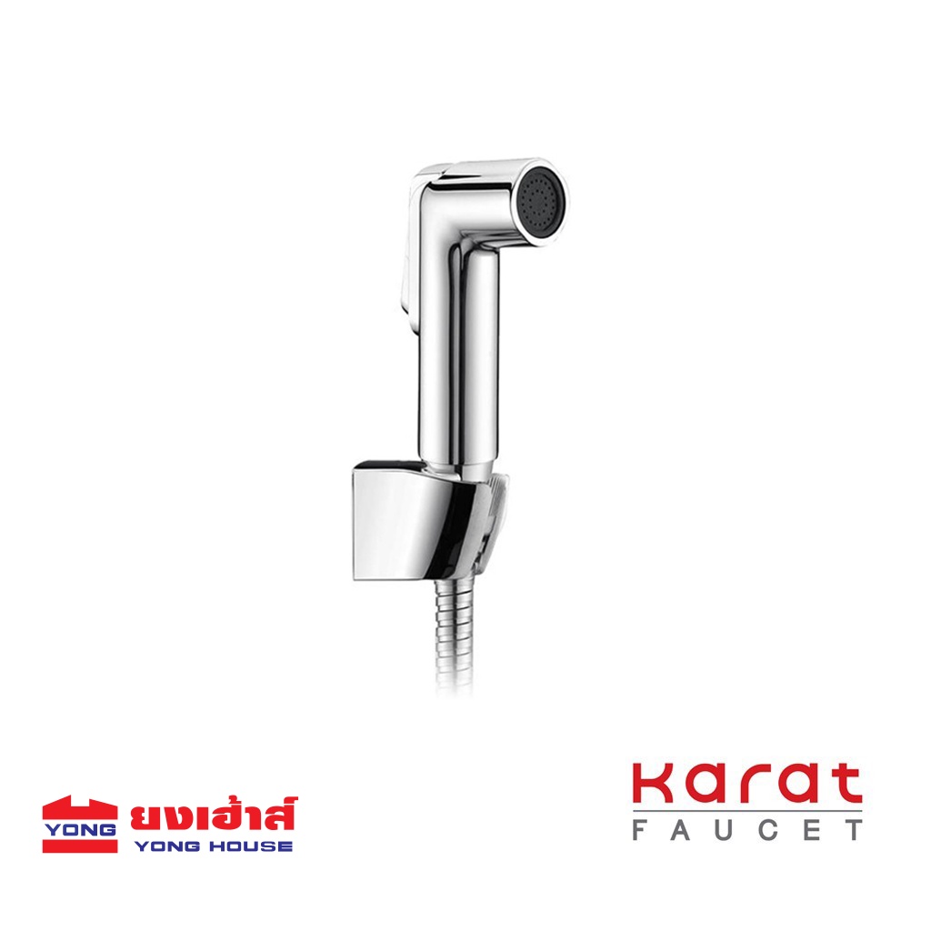 Karat Faucet ชุดฉีดชำระ แบบหัวกดในตัว รุ่น KA-05-321-50 สีโครเมี่ยม สายแสตนเลส ยาว 120 ซม. พร้อมขอแขวน