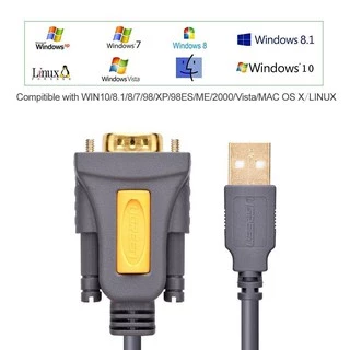UGREEN รุ่น CR104 USB 2.0 to RS232 DB9 Serial Cable Male A Converter Adapter with PL2303 Chipset for Windows 10, 8.1, 8