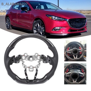 Alabama327 พวงมาลัยคาร์บอนไฟเบอร์ พร้อมหนัง สีขาว สีแดง สําหรับ Mazda 3 Axela 6 Atenza 17‐18