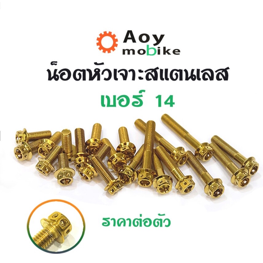 น็อตทองหัวเจาะ เบอร์14 (M10) ราคาต่อ 1 ตัว