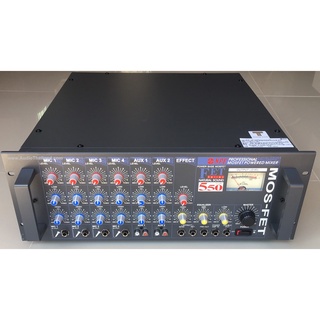 NPE FET-550  POWER MIXER 4 MIC/2 AUX ; 2 EQ/CH MASTER 3 EQ