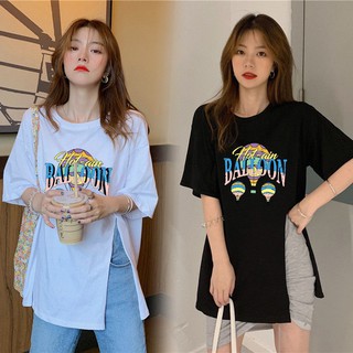 ราคา🌵Grace_chili🌵 2253/2254 เสื้อยืดสาวอวบ OversizesT-shirt เสื้อโอเวอร์ไซส์ผู้หญิง เสื้อยืด ลายการ์ตูน ผ่าข้าง