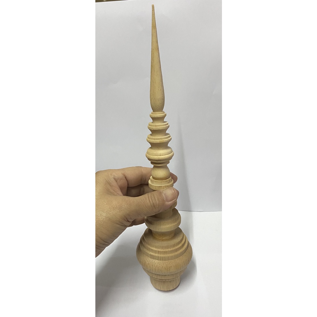 1 chiếc đỉnh chùa, đỉnh chada, đầu gỗ cao su, đỉnh gỗ xoay chùa; cao 27,5 cm (11 inch), rộng 7,0 cm (2,75 inch); dùng với chada, mũ, nắp cho các nghi lễ.