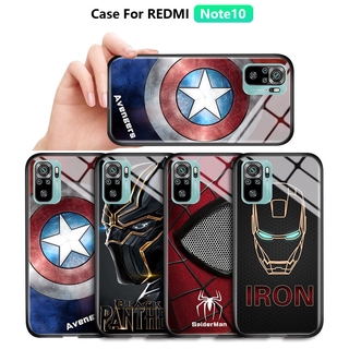 For Xiaomi Redmi Note 10 4G 5G Note 10S Note 10 Pro Marvel เคสโทรศัพท์กระจกเทมเปอร์ฝาหลัง Cover เคสโทรศัพท์