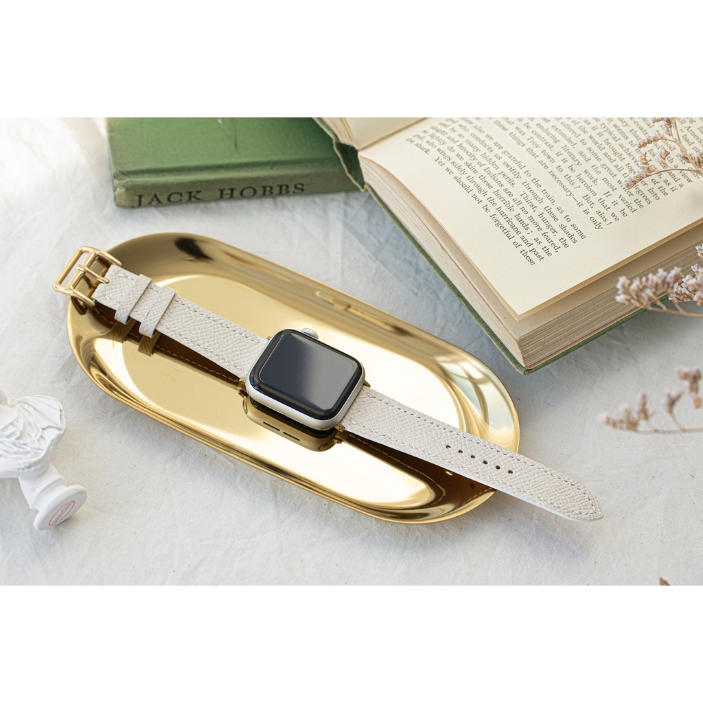 Studio23 Ivory Epsom Calfskin Apple Watch Strap สาย Apple Watch หนังแท้คุณภาพพรีเมี่ยม