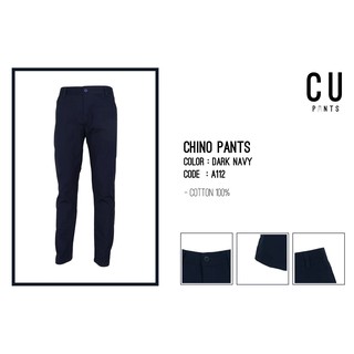 กางเกงขายาว Chino pants ชิโน่ ทรงกระบอกเล็ก : Dark Navy : CU PANTS