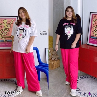 PP17202 set #Bigsize 2 ชิ้น เสื้อสกรีนลายการ์ตูน + กางเกงขายาว