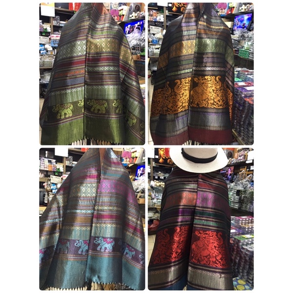 ผ้าพันคอ ผ้าคลุมไหล่ ลายไทย สวยงาม