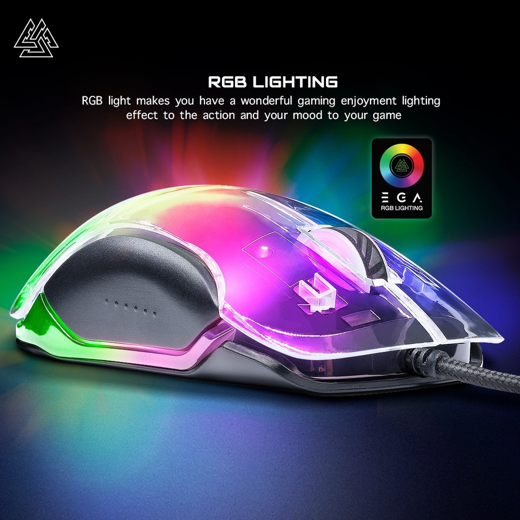 [สินค้ารับประกัน 2 ปี] EGA TYPE M11 Gaming Mouse เมาส์เกมมิ่ง มีสาย ตกแต่งด้วยไฟ Spectrum Lightning ปรับ DPI สูงสุด 12400 ปรับมาโครได้