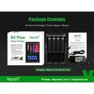 เครื่องชาร์จ Vapcell S4 Plus 3A Fast Charger รุ่นใหม่ล่าสุด