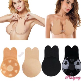 PINK-Women Silicone Gel Invisible Bra Backless Strapless Nubra Stick Self-Adhesive Underwear