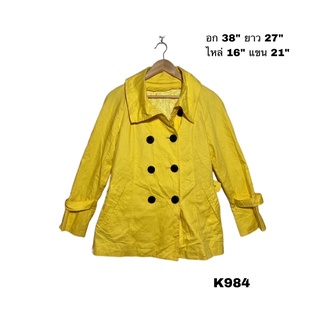 Trench coat เสื้อโค้ทกันหนาวมีซับ กระดุมมีรอย อก 38 K984