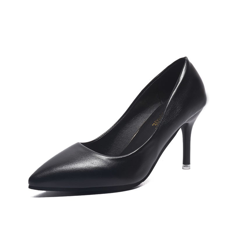 🌈 [34-40 รุ่นเกาหลีมืออาชีพนุ่มไม่เจ็บปวดทำงานหนังนุ่มผู้หญิงสีดำส้นเข็ม 5.5 ซม. / 7 ซม. / 10 ซม. รองเท้าส้นสูง - รูปที่ 2