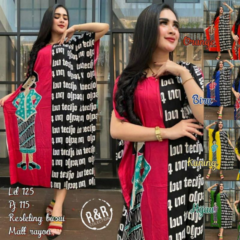 DASTER LOWO JAVA Script LD 125 / Daster Jumbo Busui Front Zipper / Home Dress Bu Tejo Viral