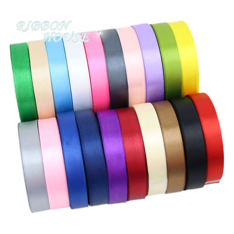 (25 หลา/ม้วน) 15 มม. single face Satin Ribbon Webbing ตกแต่งของขวัญริบบิ้นคริสต์มาส