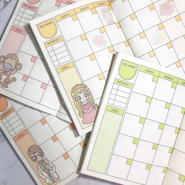 มี 5 ส่วนใน 1 เล่ม | หนาขึ้น PLANNERสี (ไม่ลงวันที่) - สมุดสันแม็กA5